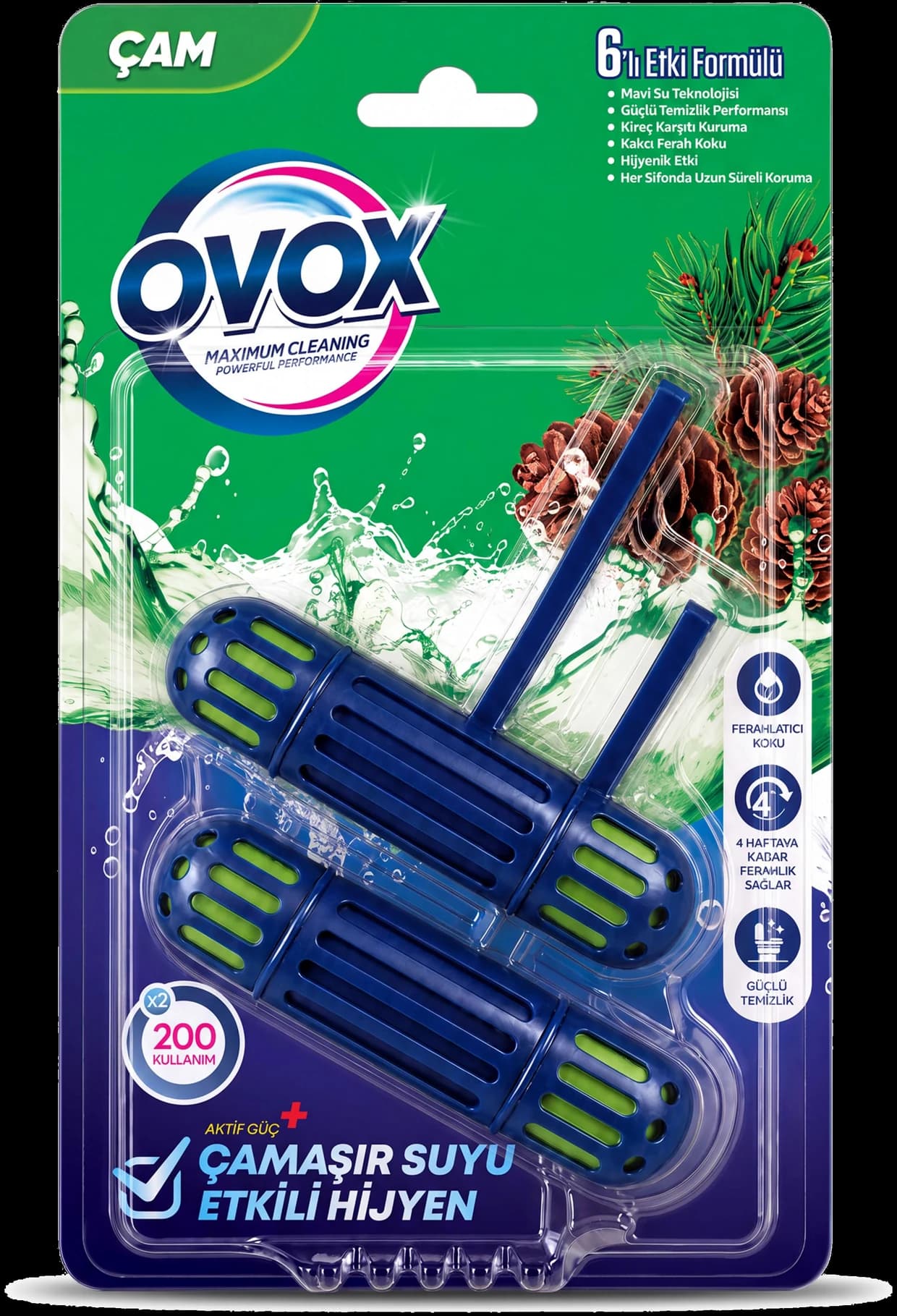 OVOX WC Blok — Çam, ikili paket ambalajı