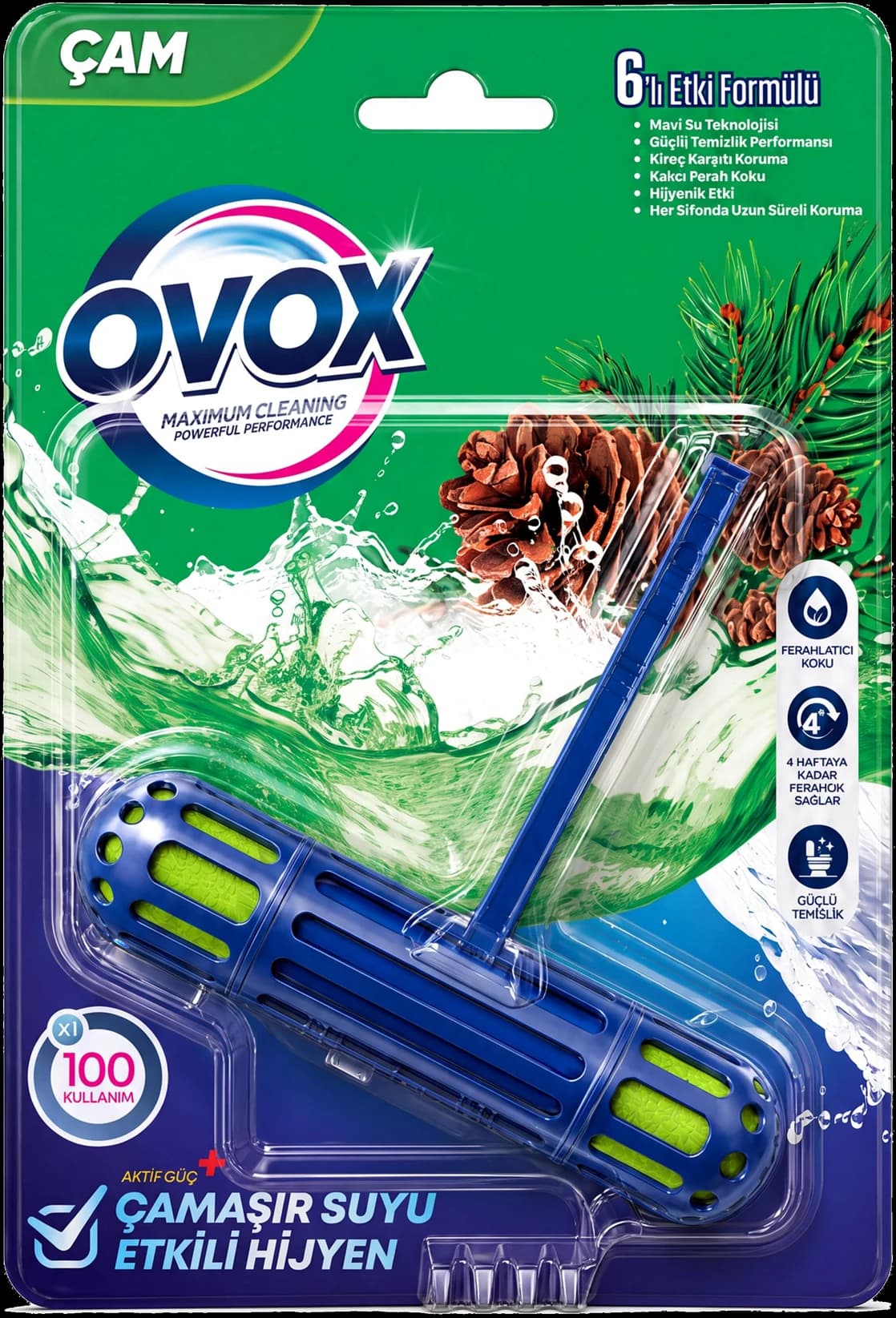 OVOX WC Blok Çam Tekli paket ambalajının ön yüzü
