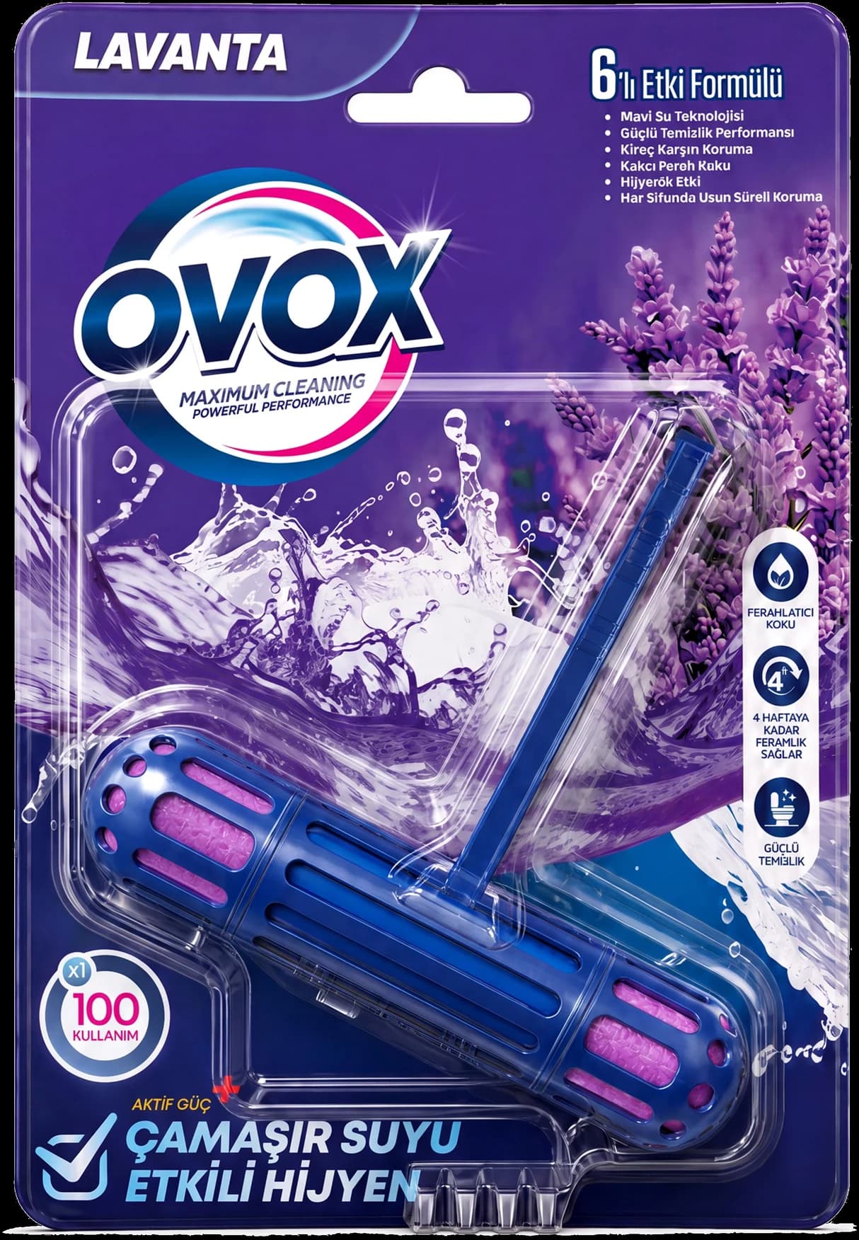 OVOX WC Blok Lavanta Tekli paket ambalajının ön yüzü