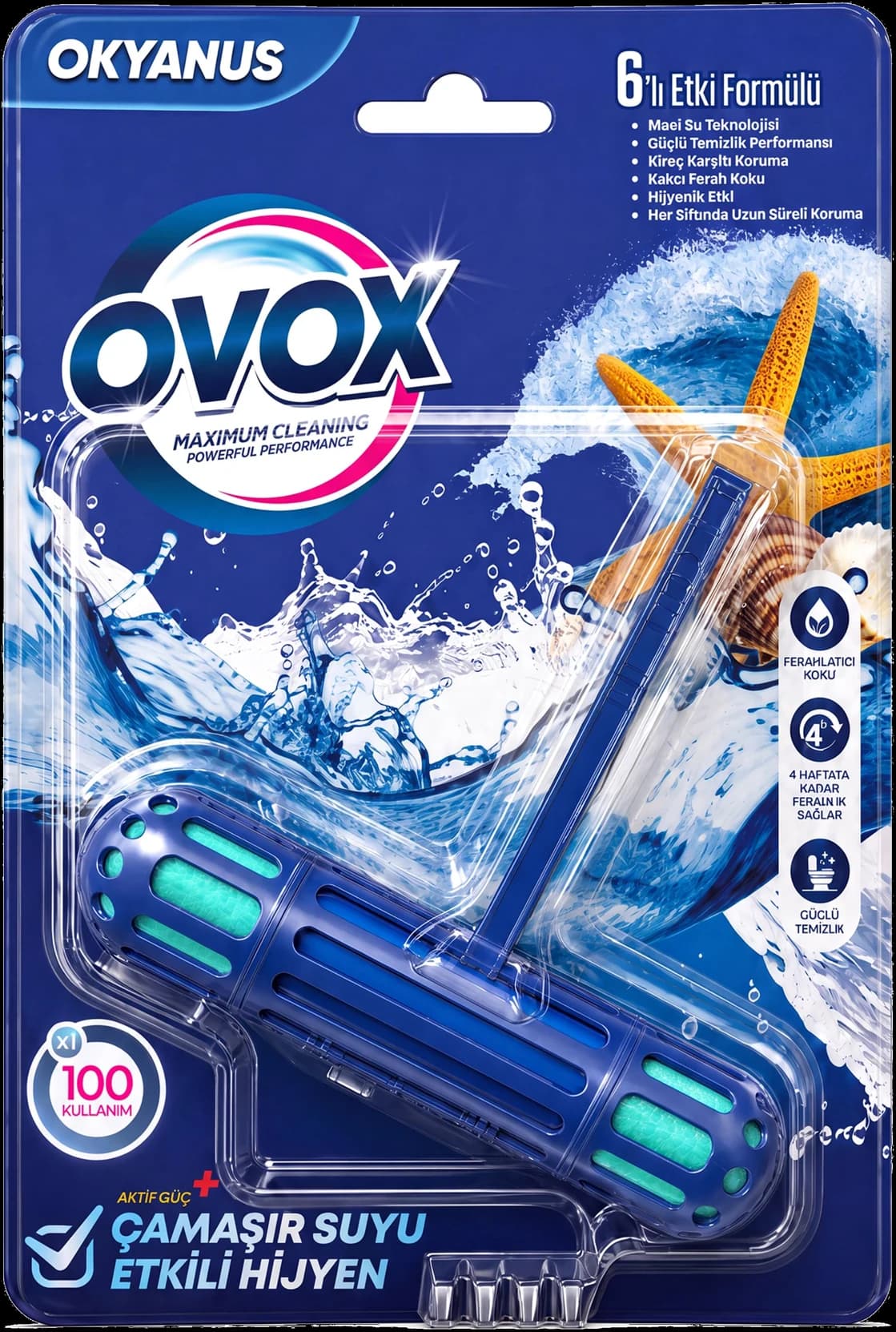 OVOX WC Blok Okyanus Tekli paket ambalajının ön yüzü