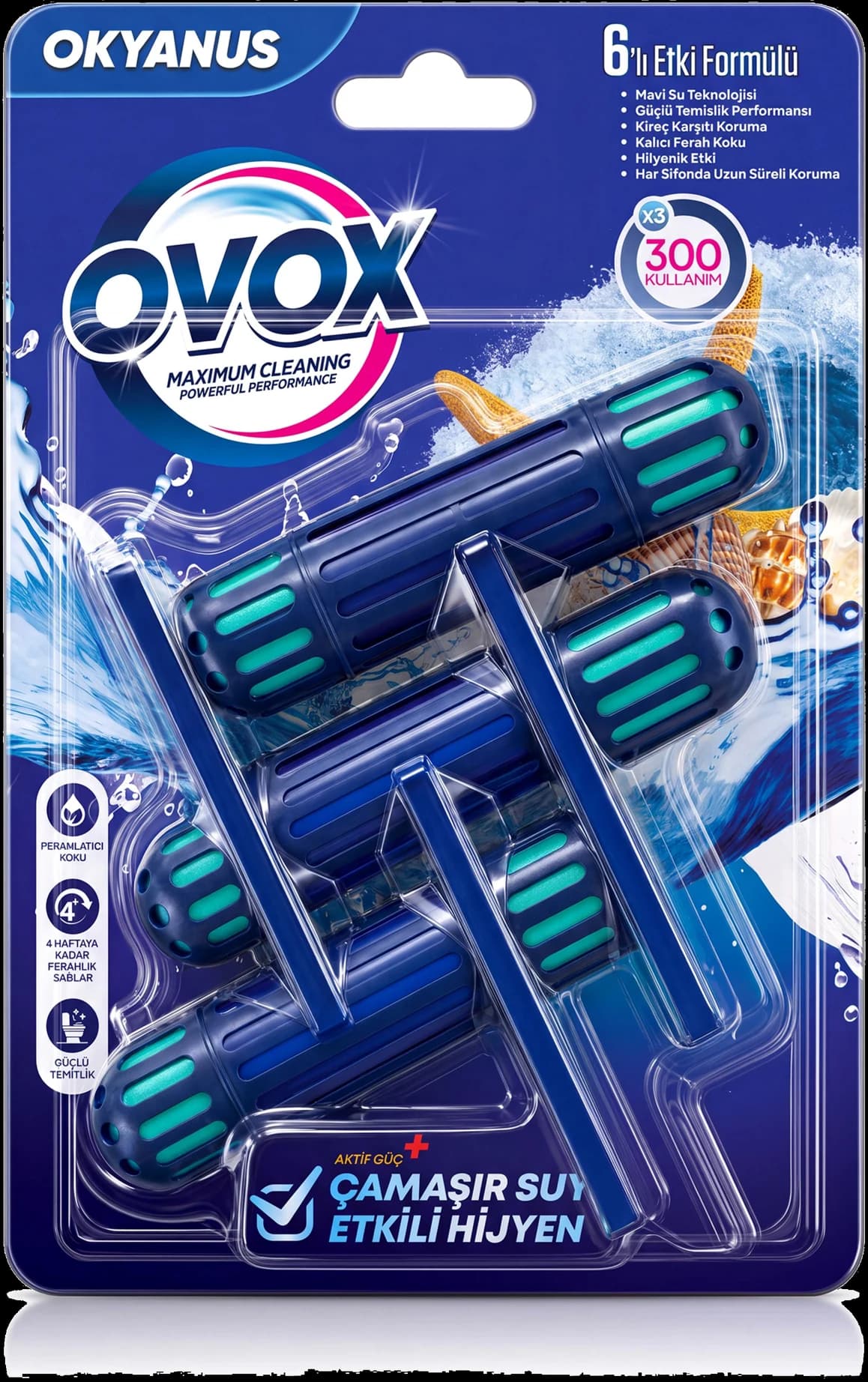 OVOX WC Blok Okyanus Üçlü paket ambalajının ön yüzü